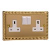 Varilight - 2G 13A Switched Socket Georgian Brass - XG5W