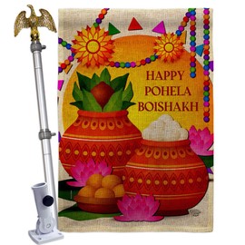 Ornament Collection Bangla Noboborsho Burlap House Flag Eagle Set Religious Faith Hope Grace Peace Dove Christian Religion Easter Decoration Banner Small Garden Yard Gift Double-Sided, Made in USA