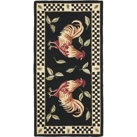 Safavieh Vintage Poster Collection VP320A Hand-Hooked Black and Ivory Wool Area Rug, 2 feet 6 inches by 4 feet 6 inches (2'6" x 4'6")