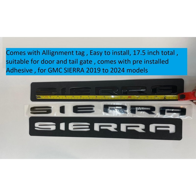 1-PC Sierra Badge Emblem in Glossy Black Finish for GMC