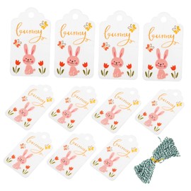 100 Etiquetas De Conejo De Pascua Etiquetas De Con Hilo Decoración Festiva Ideal Para Cajas De