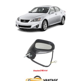 Vantage Auto Parts - Power Heated Mirror Compatible with Lexus IS250 IS350 2009-2013 | DIRECT REPLACEMENT | Passenger Side | Primed | Glass | 8791053550 | LX1321115