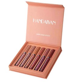 6pcs Matte Liquid Lipstick Set, Long Lasting Moisturizer Non-Stick Cup Lipgloss Set Velvet Nude Lipstick Makeup Kit (B)