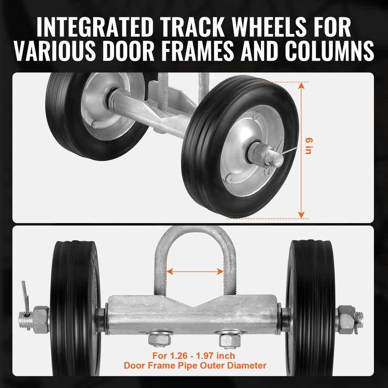 VEVOR Sliding Gate Kit, 6” Rolling Gate Hardware Kit, Universal