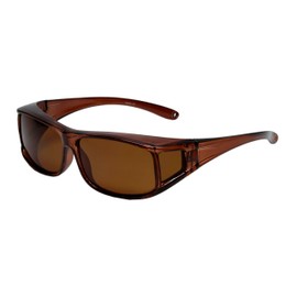Calabria PC70077POL-1 Brown Crystal Amber Polarized Fitover Sunglasses Wear Over Prescription Eyeglass Men Women Wrap Around