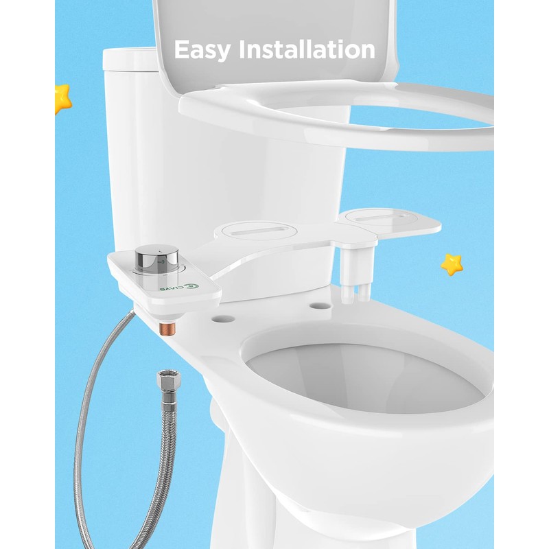 Ciays Toilet Bidet Non-Electric Bidet Toilet Attachment Dual Nozzles for