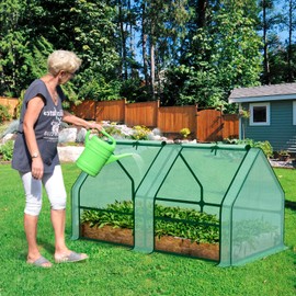 BPS 6x3x3 ft Mini Garden Greenhouse with Dual Covers (PE & PVC) Waterproof, UV-Protected Portable Grow Tent for Flowers, Vegetables, and Herbs in All Seasons