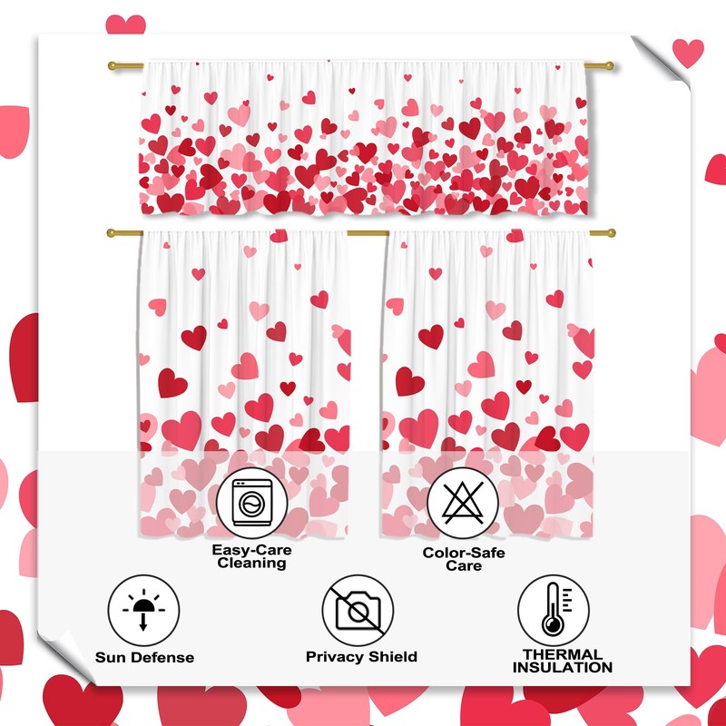 Valentine's Day Kitchen Curtains for Windows, Valentines Day Kitchen Decor