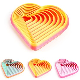 3D Printed Fractal Heart Fidget Toy - 7cm Spiral Sensory Desk Toy for Anxiety Relief, Stress Reducer Gift for Kids & Adults (PLA Material) (Colorful B)