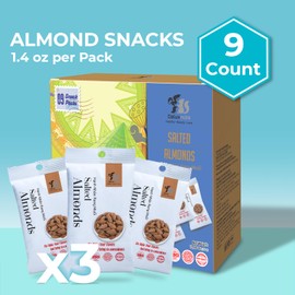 DELUXNUTS Roasted Whole Salted Almonds (9 Packs), Low Calorie, Individual Pack, Premium Quality Snack Nuts, Healthy Snack for Kids & Adults, Good Source of Fiber, Gluten-Free