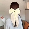 Light Blue Satin Hair Bow Barrette, Large French Metal Bowknot