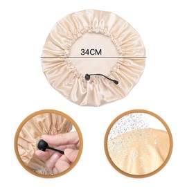 ZCSOWE Pack of 2 Satin Bonnet Satin Sleep Caps, Silk Cap for Curly Hair, for Sleeping with Elastic Band for Women and Girls (Champagne Gold/Lilac Purple), Purple