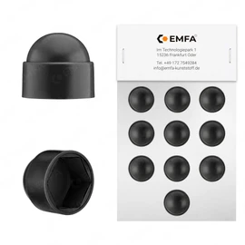 EMFA Pack of 40 Hexagonal Protective Caps for Screws M12 (Wrench Size 19) Screw Caps Black Screw Cover Screws and Nuts Cover Caps Plastic Caps for Screws