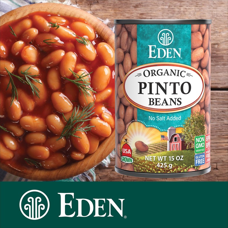 Eden Organic Pinto Beans, 15 oz Can (12-Pack), No Salt