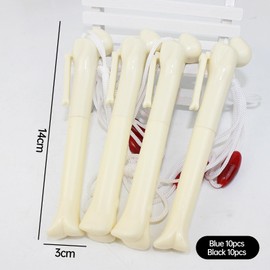 mengger Bone Ballpoint Pen, 0.7 mm, Pack of 20, Novelty Bone Shape Lanyard Pens, Blue/Black Ink, Hilarious Funky Pen, Funny Gifts for Doctors, Nurses, Students