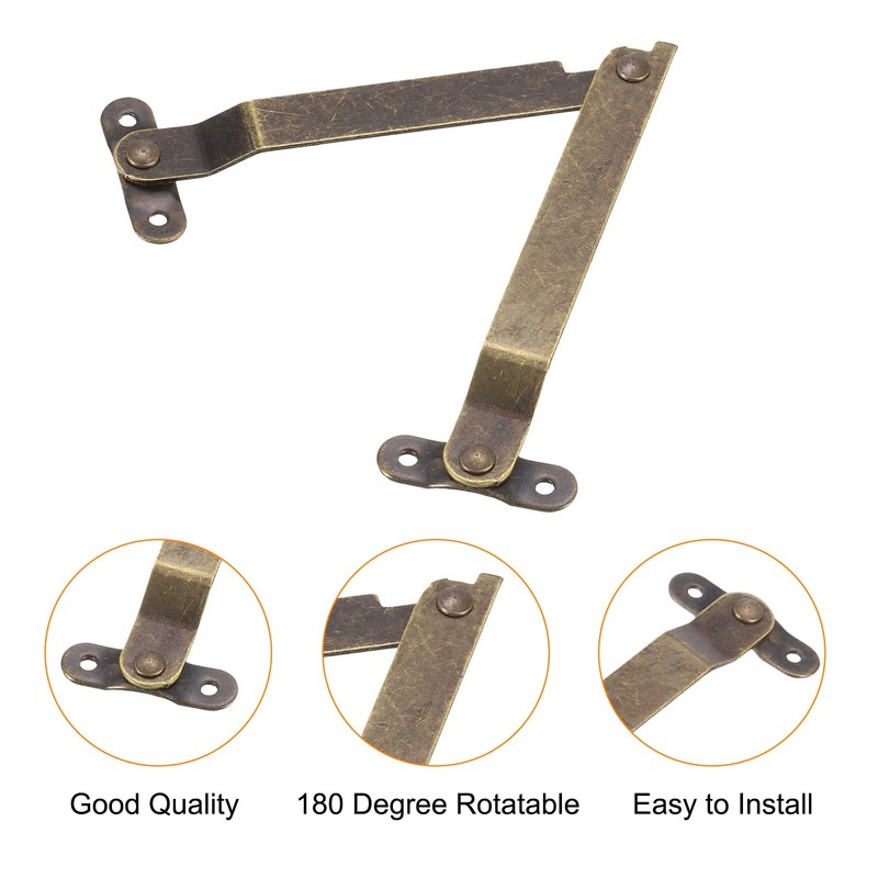 sourcing map 2 Pcs Lid Folding Support Hinges, Iron 180
