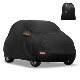 ACROPIX Car Cover for Smart Fortwo 2007-2023 210D-PU Oxford Outdoor Full Car Cover All Weather Waterproof Windproof Protection with Driver Door Zipper Black Car Parts