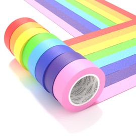 JFA Supplies 8 Rolls Rainbow Masking Tape, 8-Colour Masking Tape Set for Home, Office, and Crafts, 1.8cm x 12m Masking Tape, Coloured Masking Tape