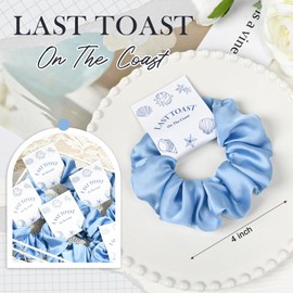 CEELGON Last Toast on the Coast Bachelorette Party Favors Set of 8 Blue Themed Bridesmaid Proposal Gifts Satin Scrunchies Hair Ties Bridal Shower Wedding Favors for Women