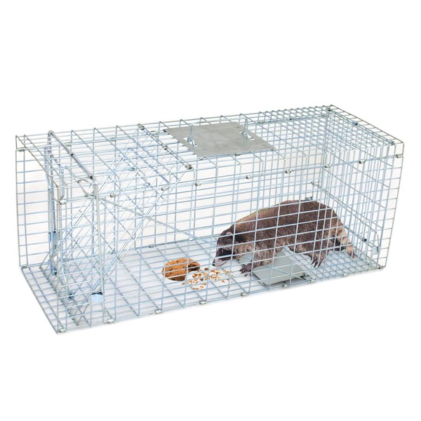 Smartxchoices 32" X 12" X 12.5" Large Live Animal Trap Cage Humane One-Door Solid Steel Catch and Release Rodent Cage for Raccoon, Rabbits, Stray Cats, Squirrel, Groundhogs, Opossums, Armadillos