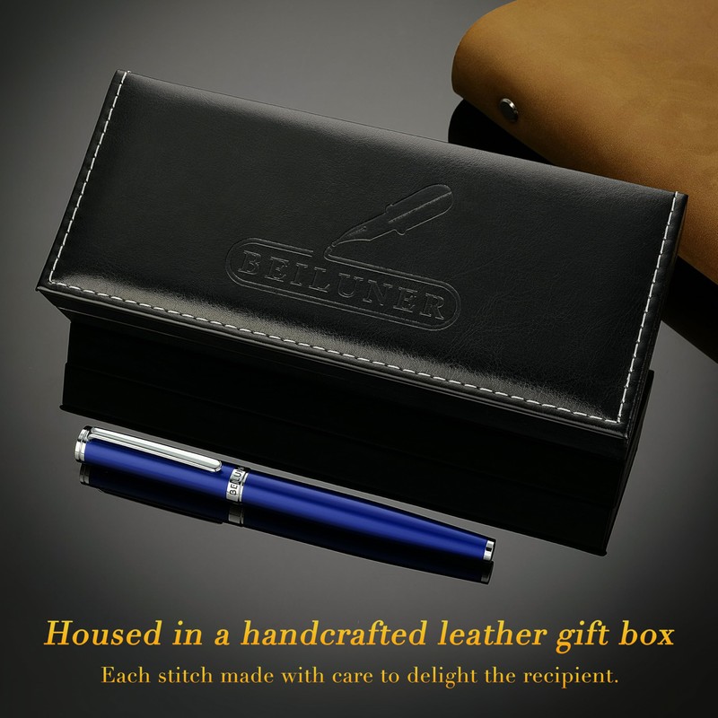 BEILUNER Luxury Fountain Pen Set,Solid 24K Gilded Fine Nib, Modern