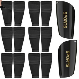 1 Pair Soccer Shin Guards with 6 Pairs Black Sleeves, Protective Soccer Shin Pads, Shin Guards Sleeves with Inserted Pocket for Youth Teen Adult Lightweight Soccer Equipment