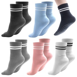 KKLM Yoga Socks, Pilates Socks, Anti-Slip, Cold Protection, Four Seasons, Moisture Wicking, Breathable, Quick Drying, Odor Resistant, Cold Protection, For All Seasons, Unisex, Set of 5, Approx. 8.7