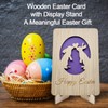 Della Stella Wooden Easter Bunny Card with Stand,Happy Easter Cards
