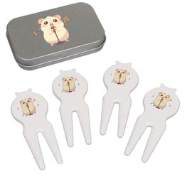 Azeeda 'Cute Hamster Singing' Golf Divot Tool/Repair Fork Gift Set (GO00072012)