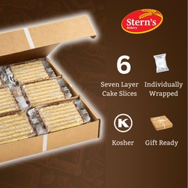 Dessert Gift Basket| Bakery Fresh Seven Layer Cakes Individually Wrapped Approx. 2-inch Width per Slice | Edible Arrangements of Petit Fours| Birthday Food Gifts, Sympathy, Employee Appreciation, Men, Women | Kosher & Nut Free, Stern’s Bakery