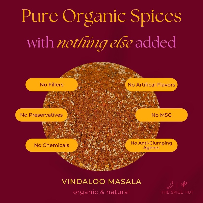 Spice Hut - Organic Vindaloo Masala Powder, Salt-Free, Flavorful Spicy