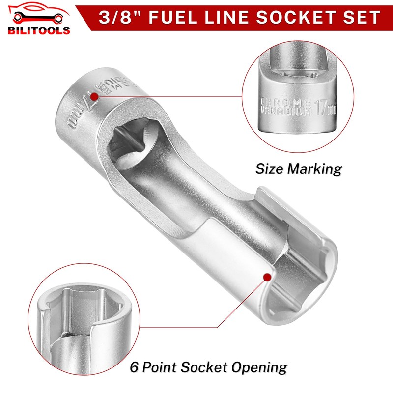 BILITOOLS Diesel Injector Fuel Line Socket Wrench Set, 3/8" Drive
