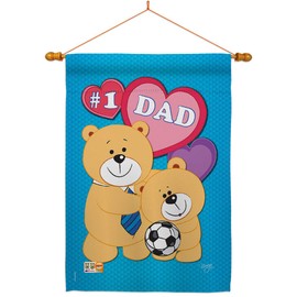 Love Dad House Flag Dowel Set Family Father Day Daddy Papa Grandpa Best Parent Sibling Relatives Grandparent Small Decorative Gift Yard Banner Made In USA 28 X 40