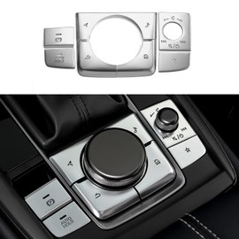 ANFOKAS for Mazda 3 CX30 2024 2023 2022 2021 2020 for Mazda CX50 2024 2023 Accessories Sporty Car Center Console Cover Gear Panel Gear Shift Knob Button Cover Trims -Silver(8pcs)