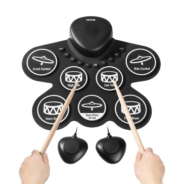 VEVOR Electric Drum Set, 7 Pads, Roll-up Drum Practice Pad,