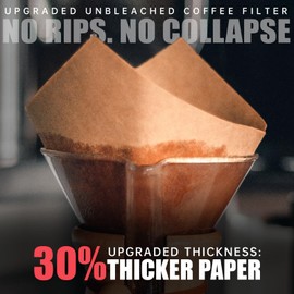 Brew Choice 200ct Pre-folded Unbleached Cone Coffee Filters, Upgraded 30% Natural Thicker Paper for Pure Taste, Compatible with Pour-Over Coffee Makers