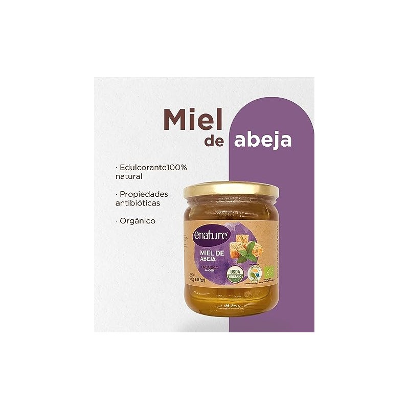 Enature Miel de Abeja Orgánica, 560 g
