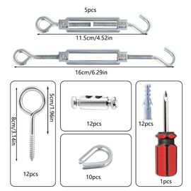 hannger Turnbuckles for Cables Wire, 1/8" X 100Ft Green PVC Coated Cable Turnbuckle Kit, Multi-use Wire Rope for Grape Vines/Clothesline Wires for T Post/String Light Hanging