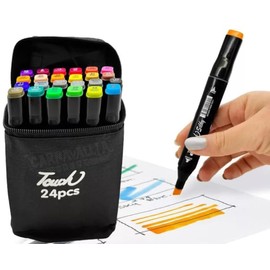 Set Profesional de Marcadores de Doble Punta con 24 Colores, Punta Fina y Ancha