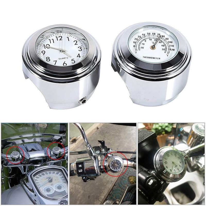 Qiilu Motorcycle Clock, 7/8" 1" Motorcycle Clock Handlebar Motorcycle Handlebar