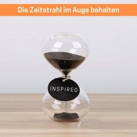 GNEGNI LIFE Fluffige Bauchige Form Sanduhr –Schwarzer Sand, Glas Deko Sanduhren, Kleine 3-Minuten-Sanduhr für Zuhause, Schreibtisch, Büro, Schule, Hochzeitsdeko(Schwarz 3-Minuten-Sanduhr)