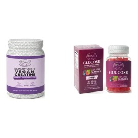 Kit Energía Creatina Micronizada Vegana Pura 60 Servicios  Glucosa 60 Gomitas Bayas Mixtas Keto Friendly Sin Azúcares                                 