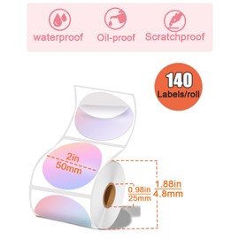 2 x 2 Round Thermal Labels for M110/M120/M220/M221 Label Printer, 2 Inch Circular Thermal Labels for Business and Home, 140 Labels for Printers, Dreamy Purple