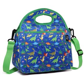 Kasgo Lunch Bag for Kids, Neoprene Insulated Dinosaur Boys Lunch Boxes Children’s Lunch Tote with Front Pocket and Detachable Adjustable Shoulder Strap