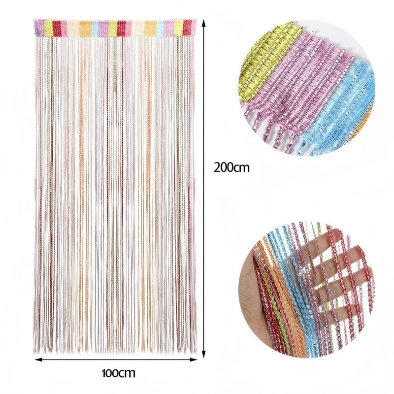 200 x 100 cm Thread Curtain, Colourful Glitter Fly Curtain,