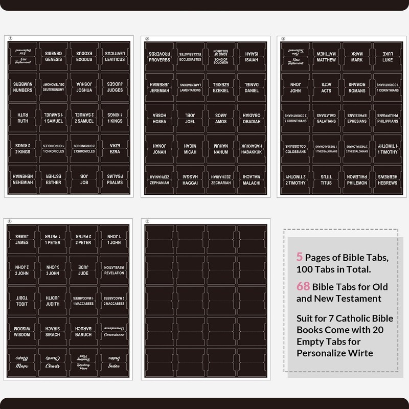 SKYDUE Bible Tabs - 100 Laminated Tabs for Women and