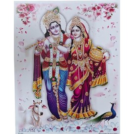 Rastogi Handicraft Best Of Indian Reprint Hindu God Poster/Picture With Unframed (Radha-Krishna-11 X9)