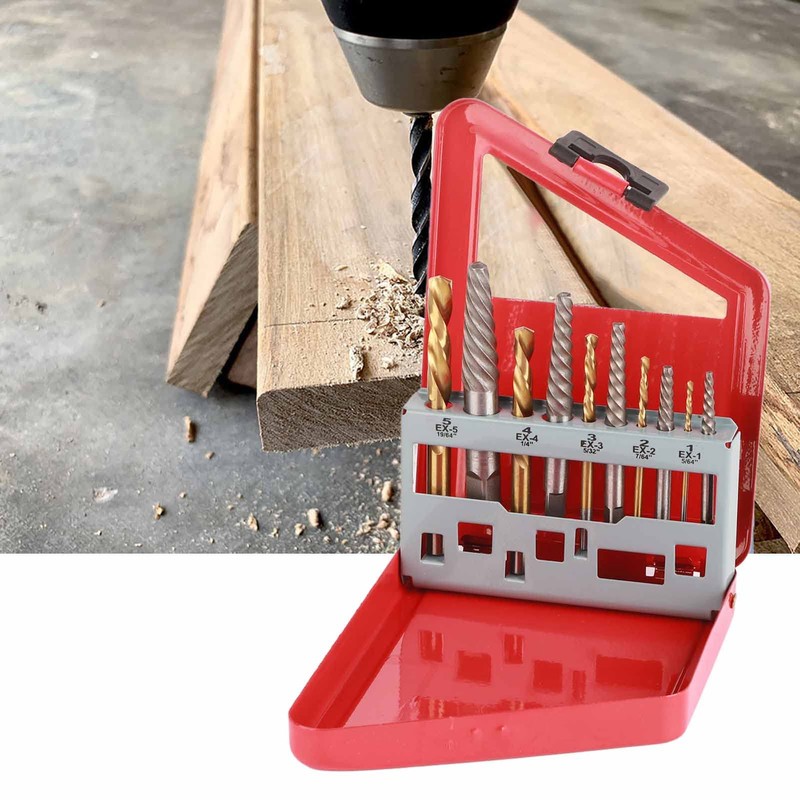 10PCS Screw Extractor and Left Hand Cobalt Drill Bit Set,