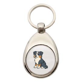 Huuraa Keyring Australian Shepherd Aussie Comic Gift Shopping Trolley Token Australian Shepherd Gift Idea, metal, Unit size