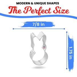 Foose Cookie Cutters Mini Easter Bunny Bodys Cookie Cutter 1.75 in, Tin Plate Steel, Handmade in USA